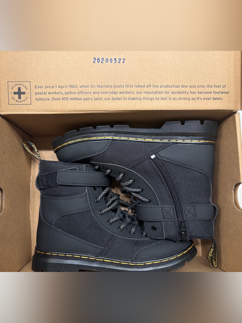 NIB Dr. Martens Combs Tech J Black Combat Boots Kids 4 Women’s 5